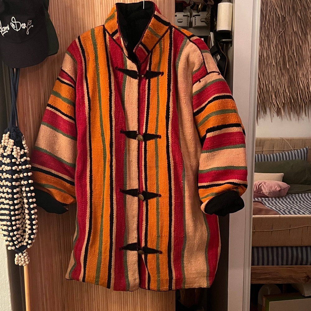 Moroccan Striped Multicolor Toggle Coat